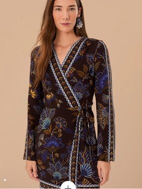 FARM Rio | Dresses | Farm Rio Black Classic Garden Long Sleeve Mini Dress |  Poshmark